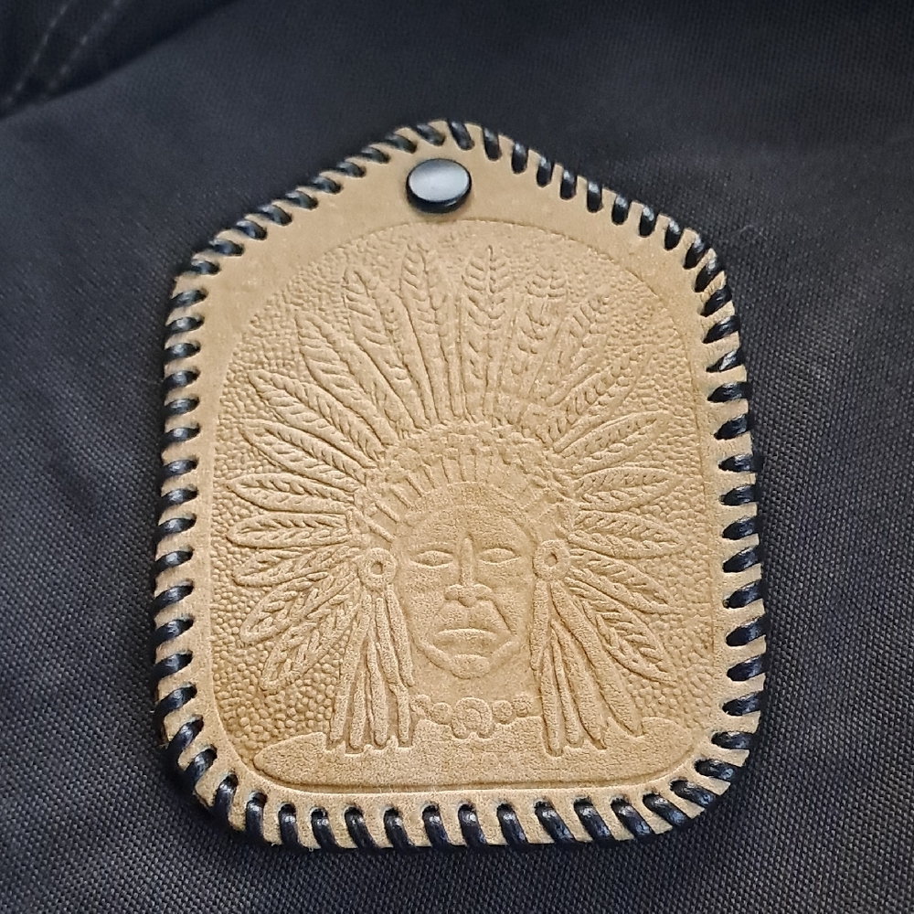 NEW Handcrafted Tan Leather Coin Wallet with Native Design